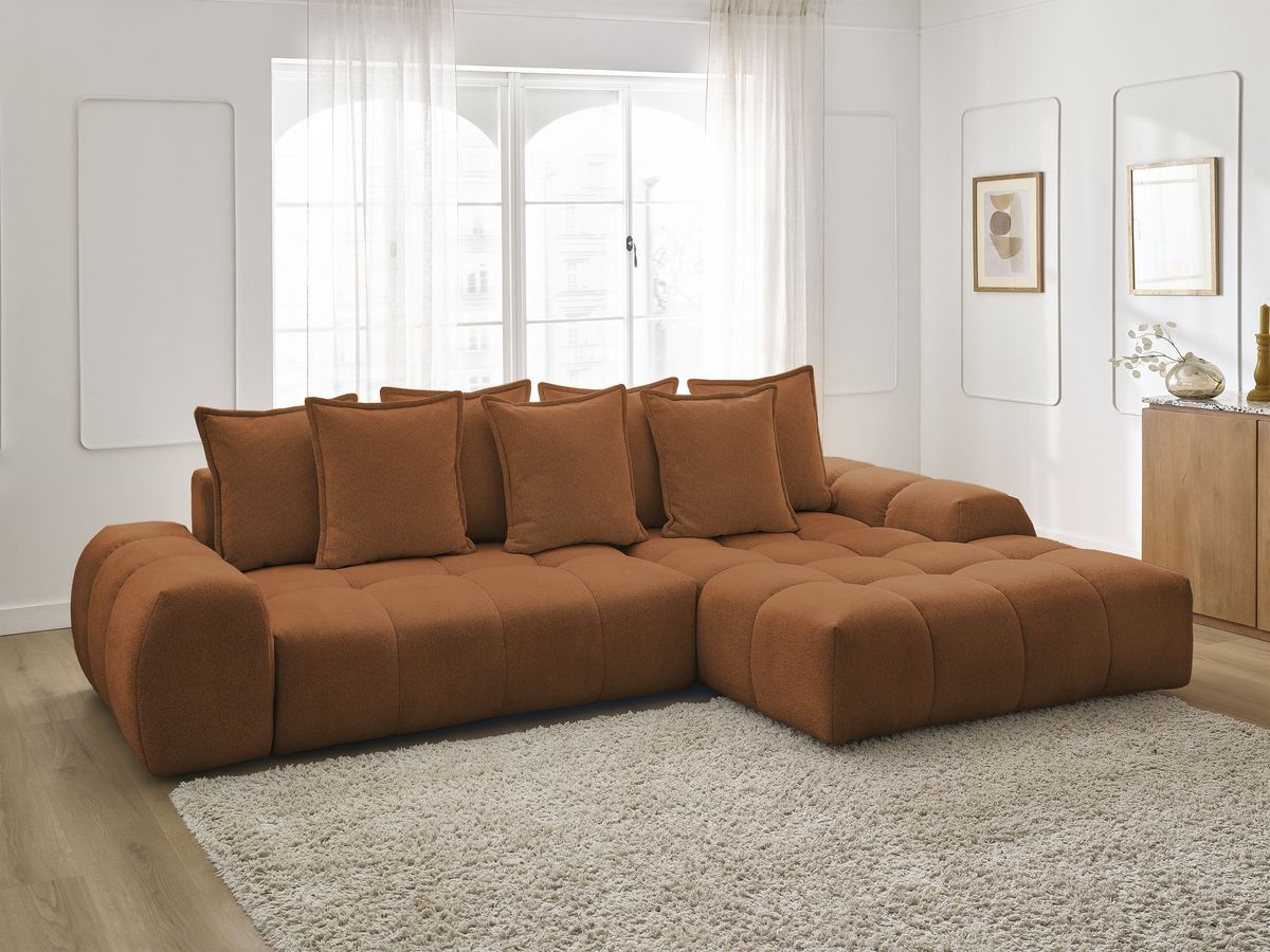 Canapé d'angle convertible coffre EVEREST tissu chiné