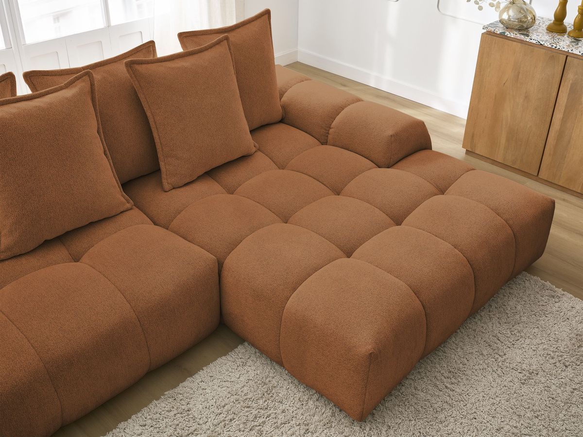 Canapé d'angle convertible coffre EVEREST tissu chiné