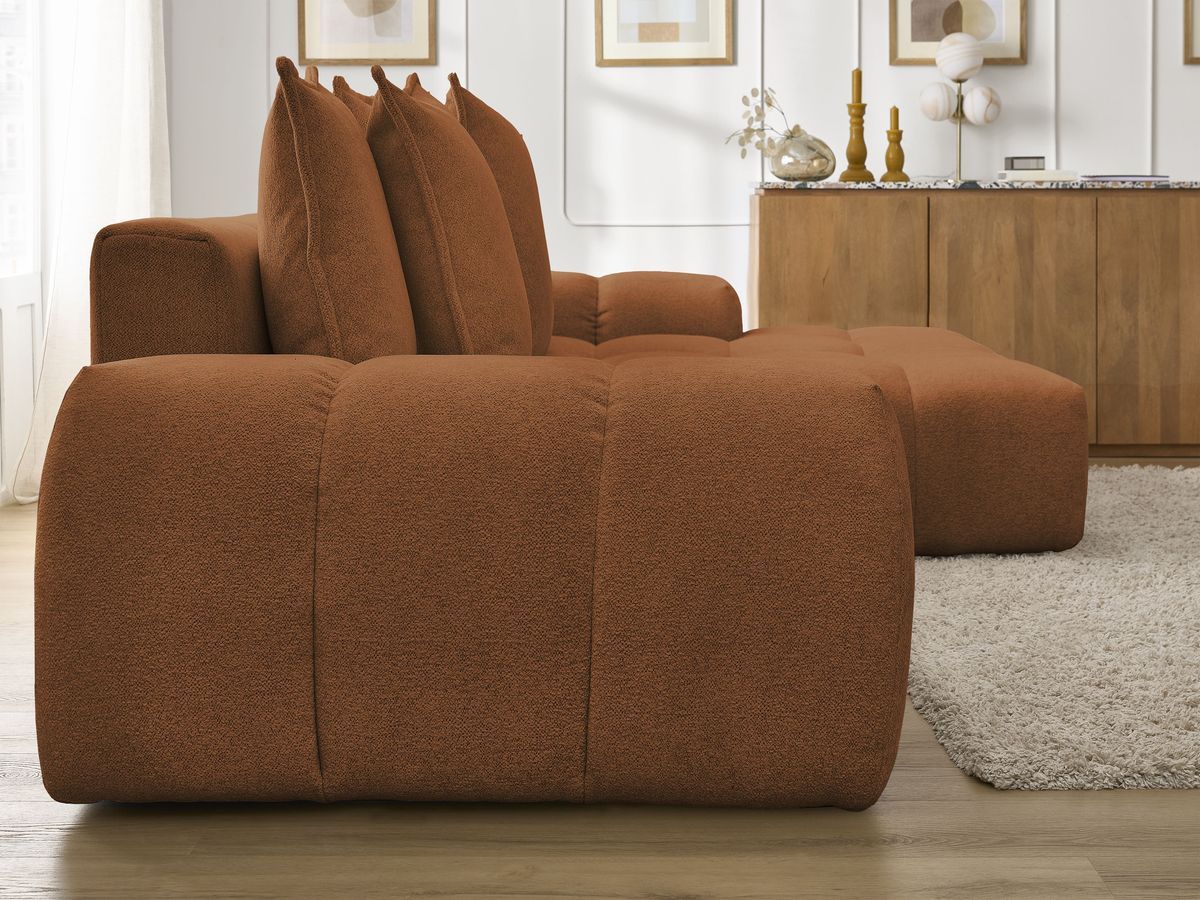 Canapé d'angle convertible coffre EVEREST tissu chiné