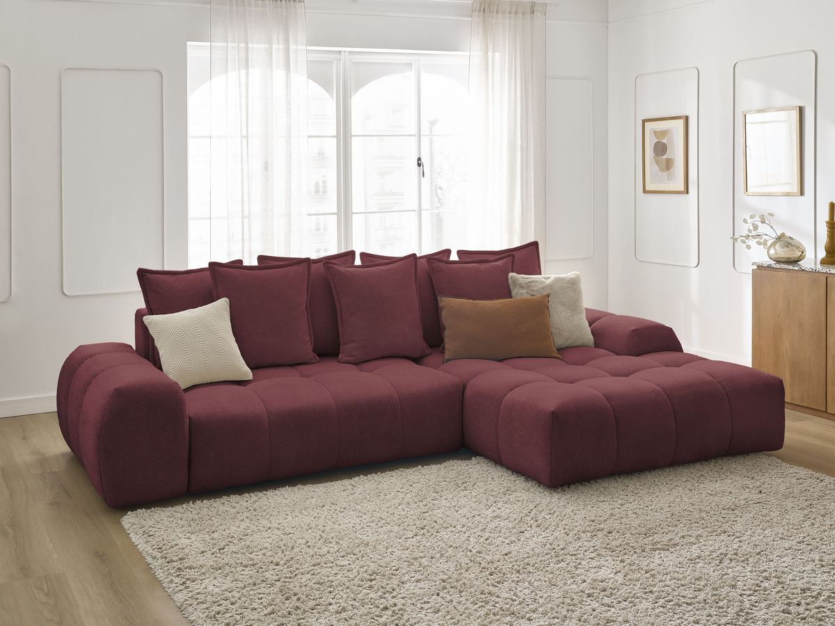 Canapé d'angle convertible coffre EVEREST tissu chiné