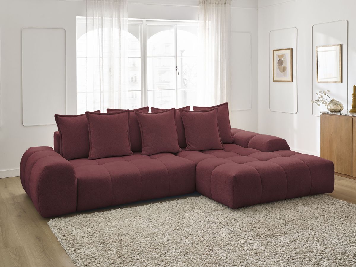 Canapé d'angle convertible coffre EVEREST tissu chiné