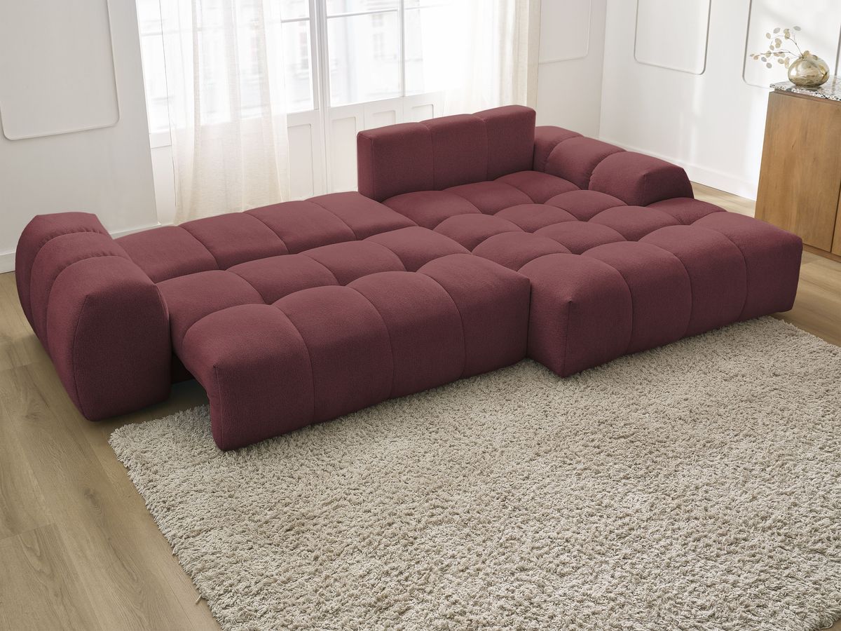 Canapé d'angle convertible coffre EVEREST tissu chiné