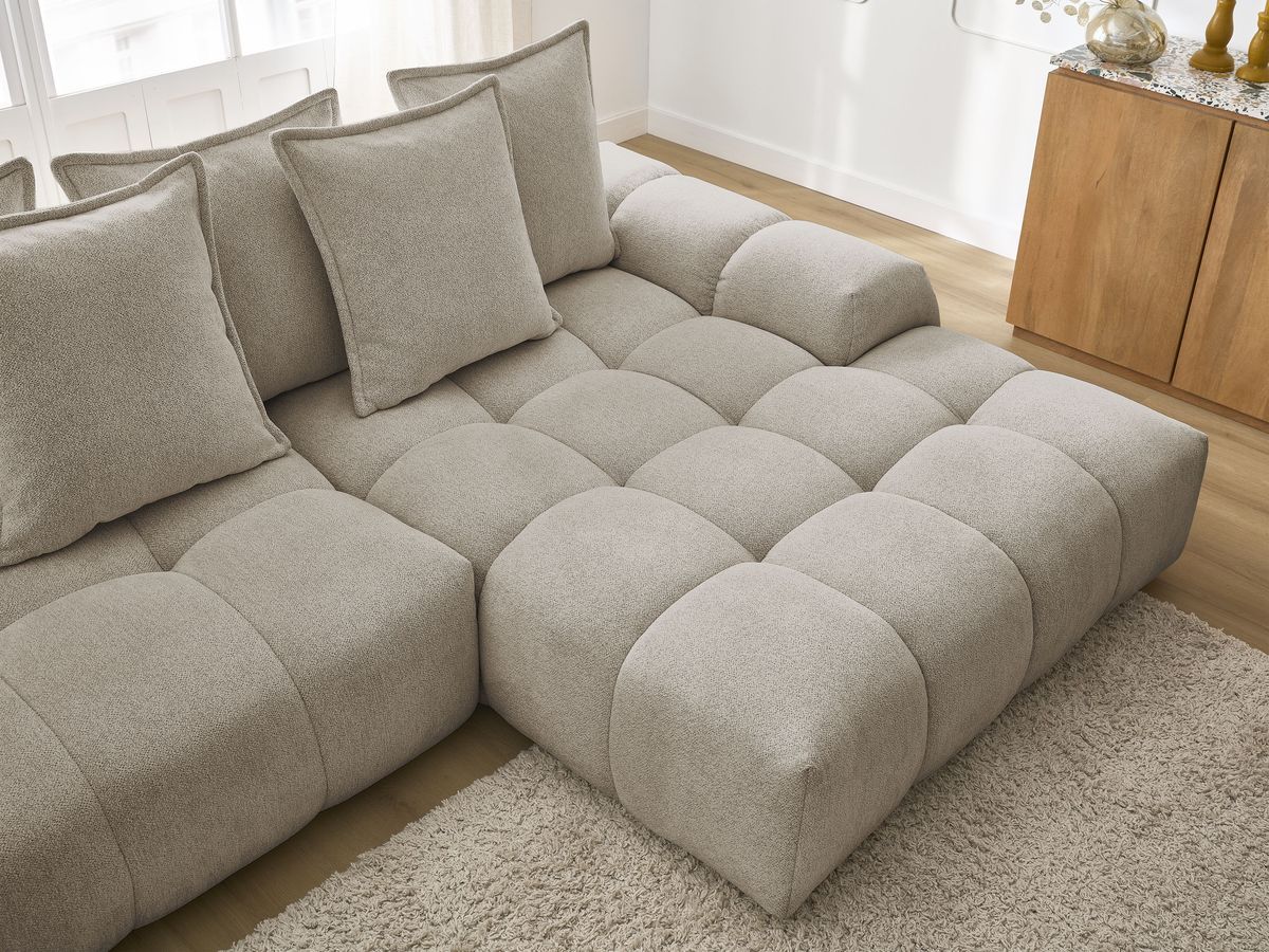 Canapé d'angle convertible coffre EVEREST tissu chiné