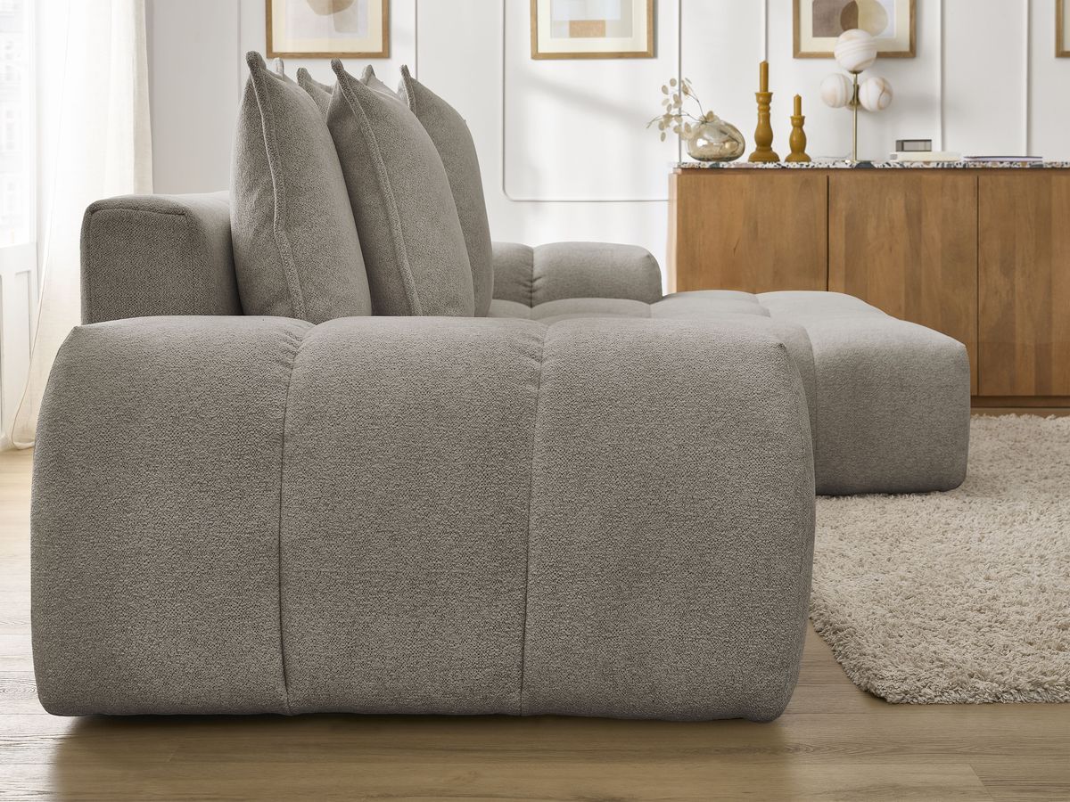 Canapé d'angle convertible coffre EVEREST tissu chiné