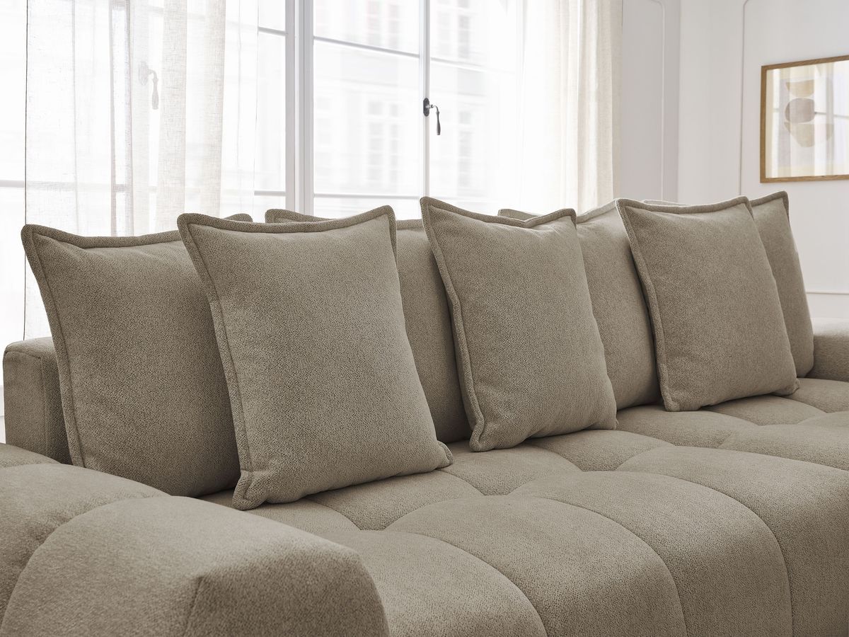 Canapé d'angle convertible coffre EVEREST tissu chiné