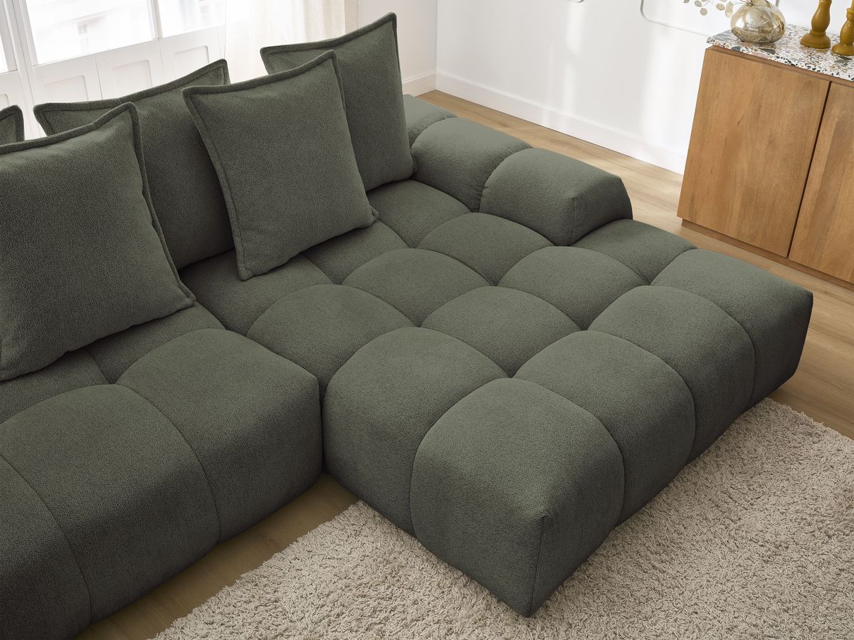 Canapé d'angle convertible coffre EVEREST tissu chiné