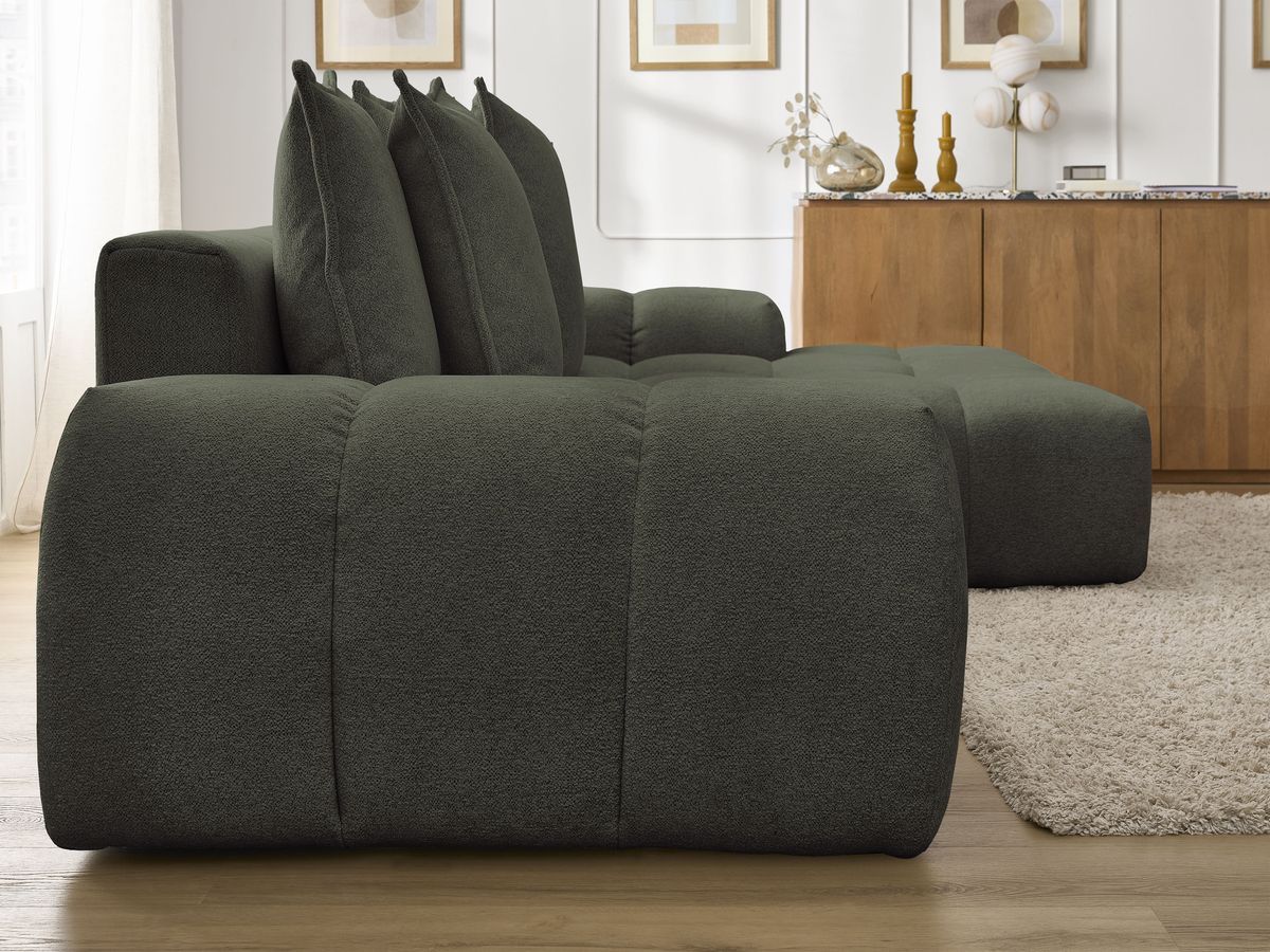 Canapé d'angle convertible coffre EVEREST tissu chiné