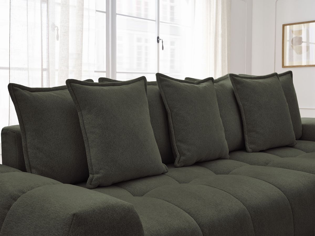 Canapé d'angle convertible coffre EVEREST tissu chiné