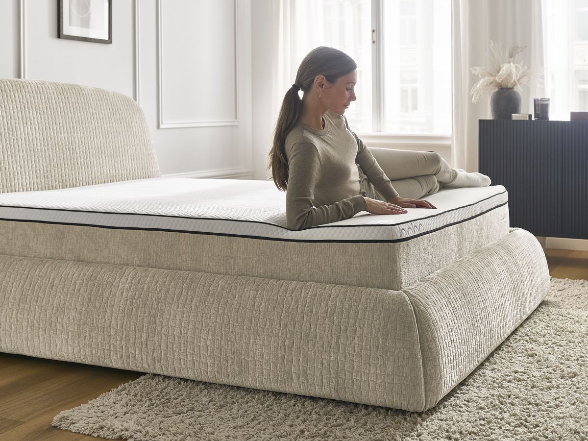 Ensemble avec Lit MALON + matelas AMALIA + 2 chevets texturé — vue 6