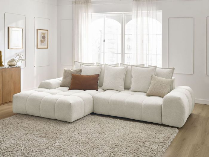 Canapé d'angle convertible coffre EVEREST tissu chiné