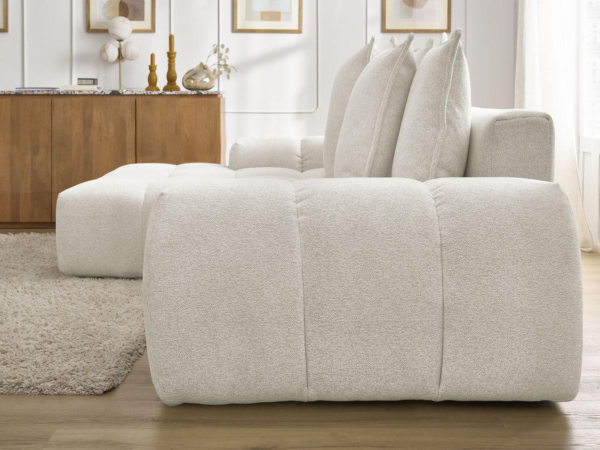 Canapé d'angle convertible coffre EVEREST tissu chiné