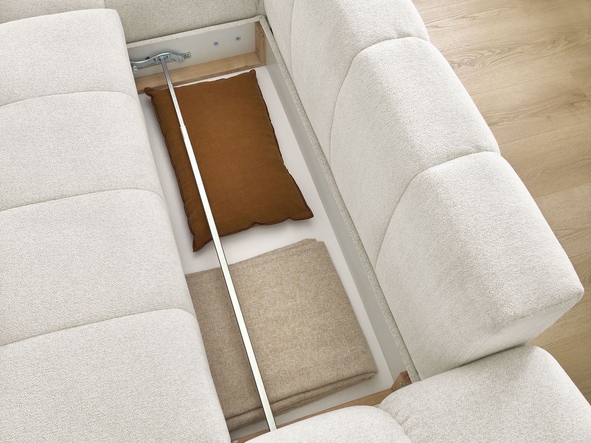 Canapé d'angle convertible coffre EVEREST tissu chiné