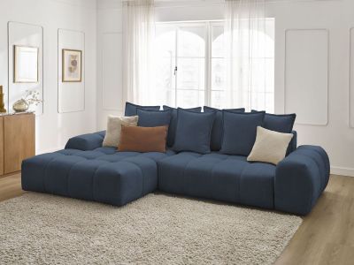Canapé d'angle convertible coffre EVEREST tissu chiné