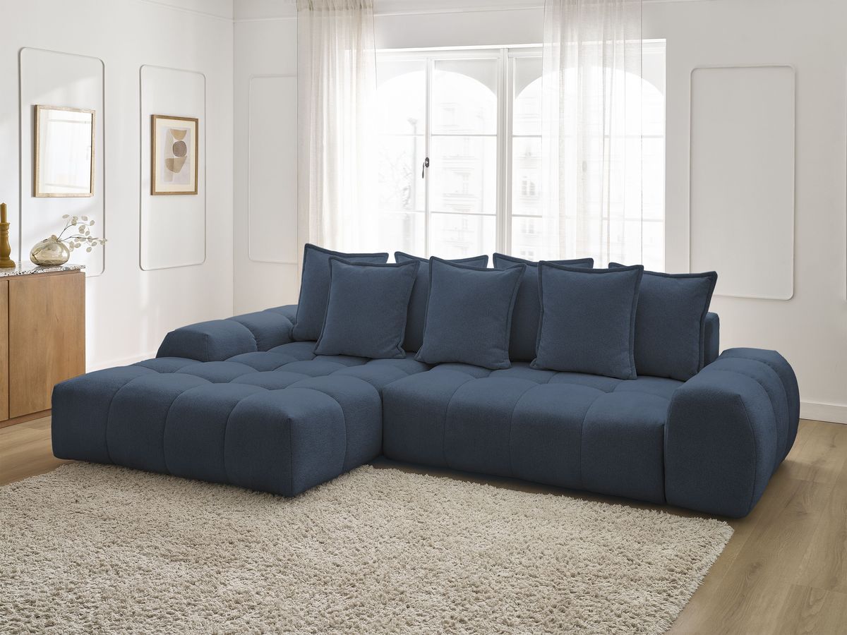 Canapé d'angle convertible coffre EVEREST tissu chiné