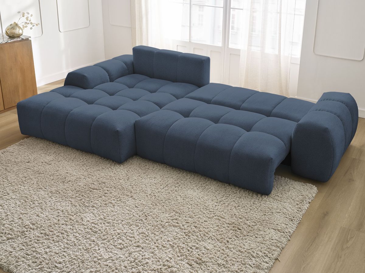 Canapé d'angle convertible coffre EVEREST tissu chiné