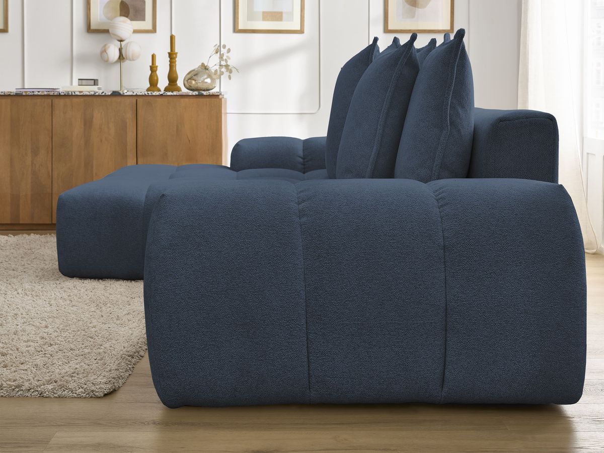 Canapé d'angle convertible coffre EVEREST tissu chiné