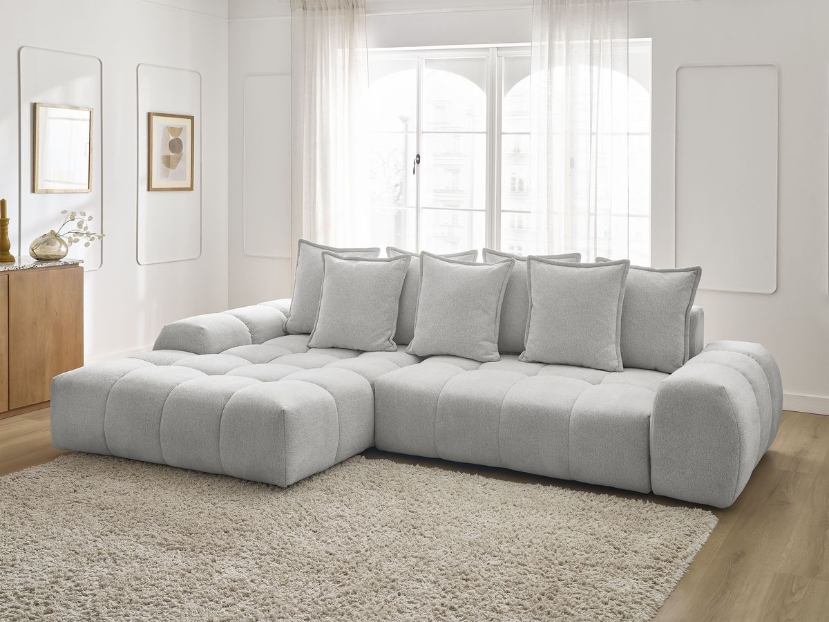 Canapé d'angle convertible coffre EVEREST tissu chiné