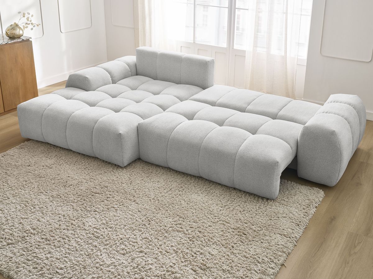 Canapé d'angle convertible coffre EVEREST tissu chiné