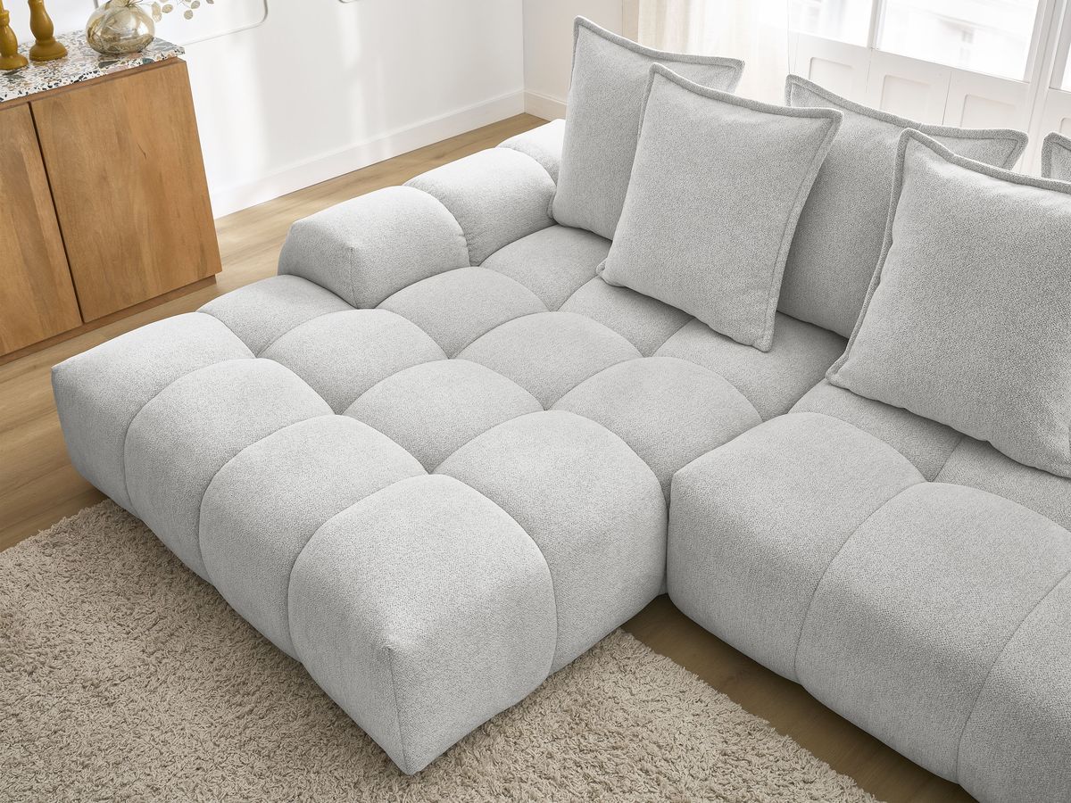 Canapé d'angle convertible coffre EVEREST tissu chiné
