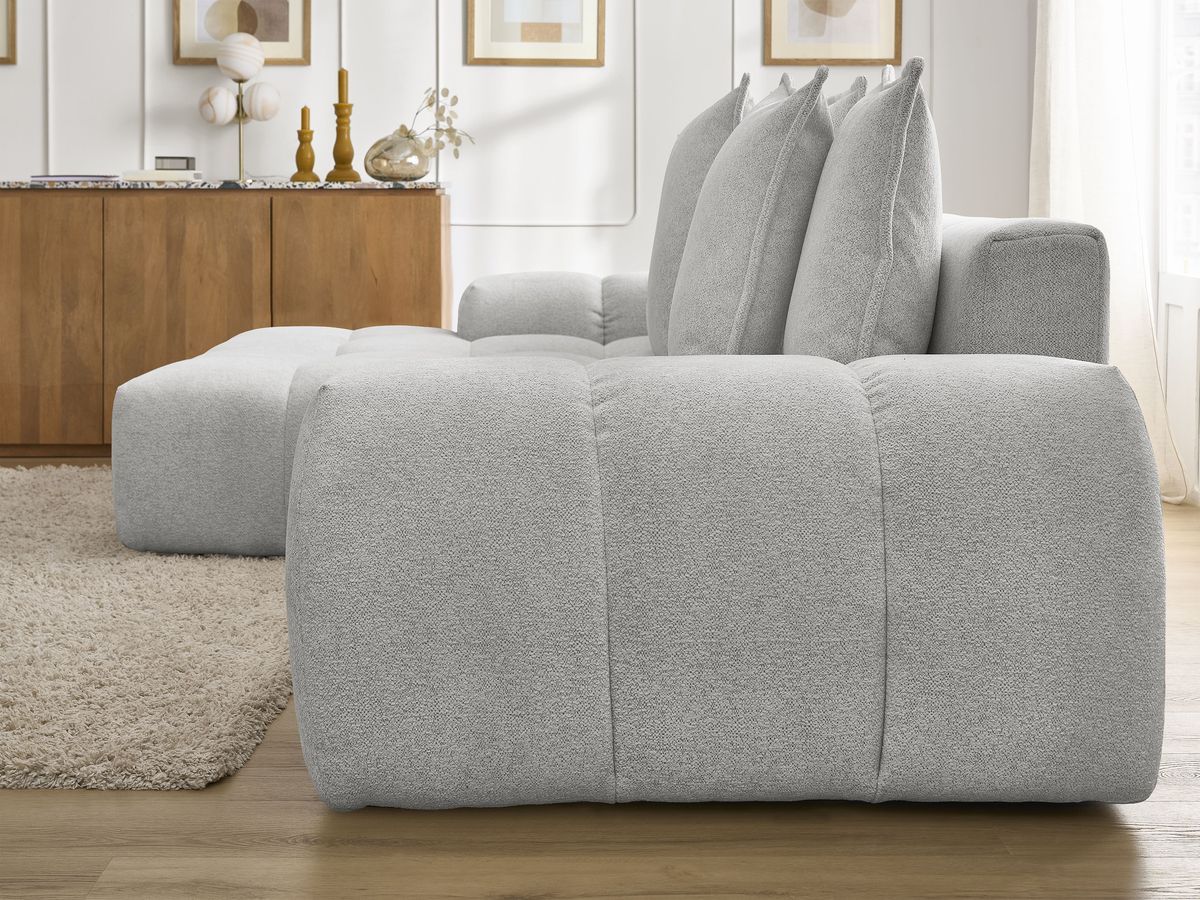 Canapé d'angle convertible coffre EVEREST tissu chiné