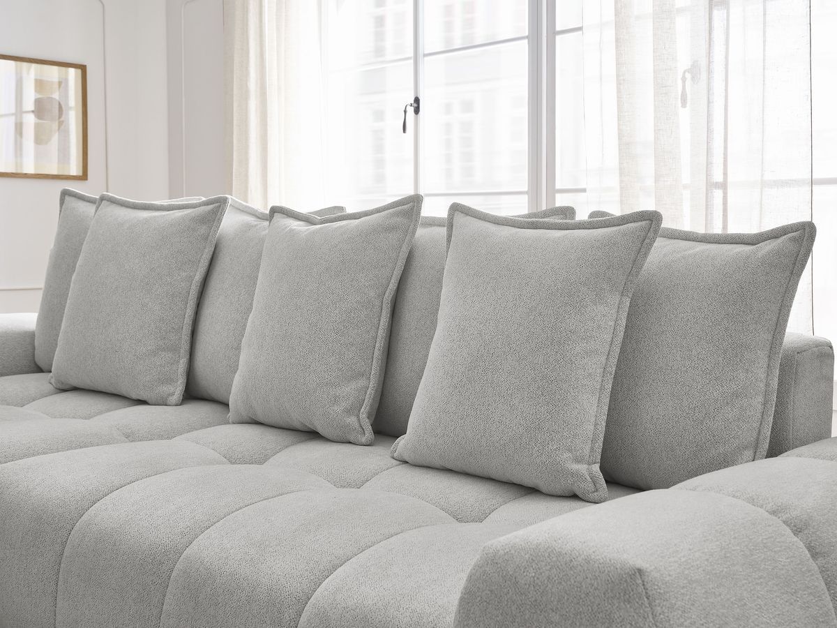 Canapé d'angle convertible coffre EVEREST tissu chiné