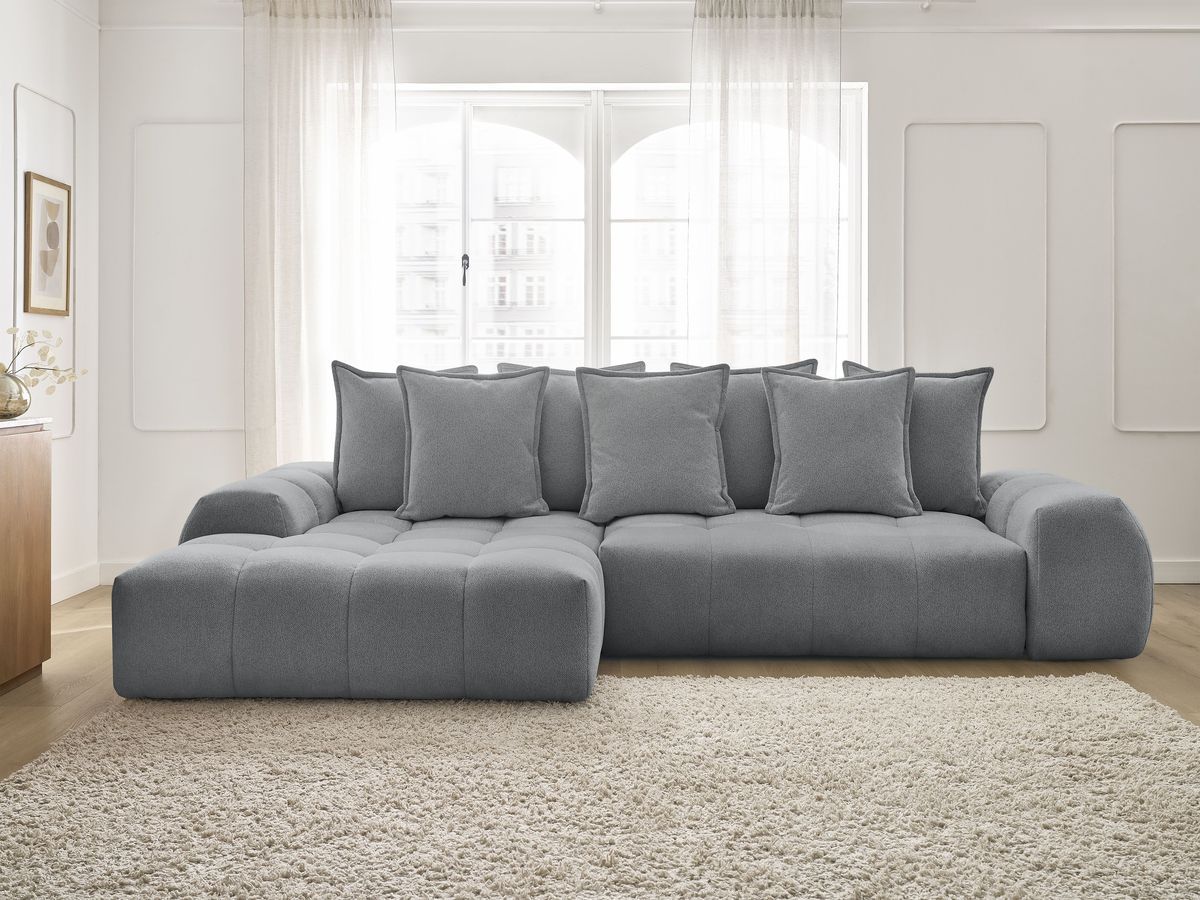 Canapé d'angle convertible coffre EVEREST tissu chiné
