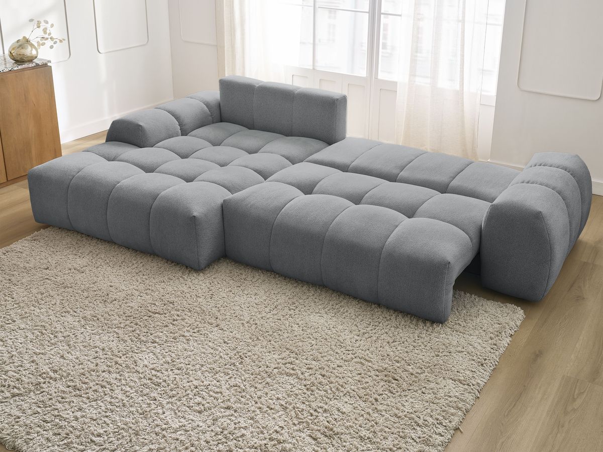 Canapé d'angle convertible coffre EVEREST tissu chiné