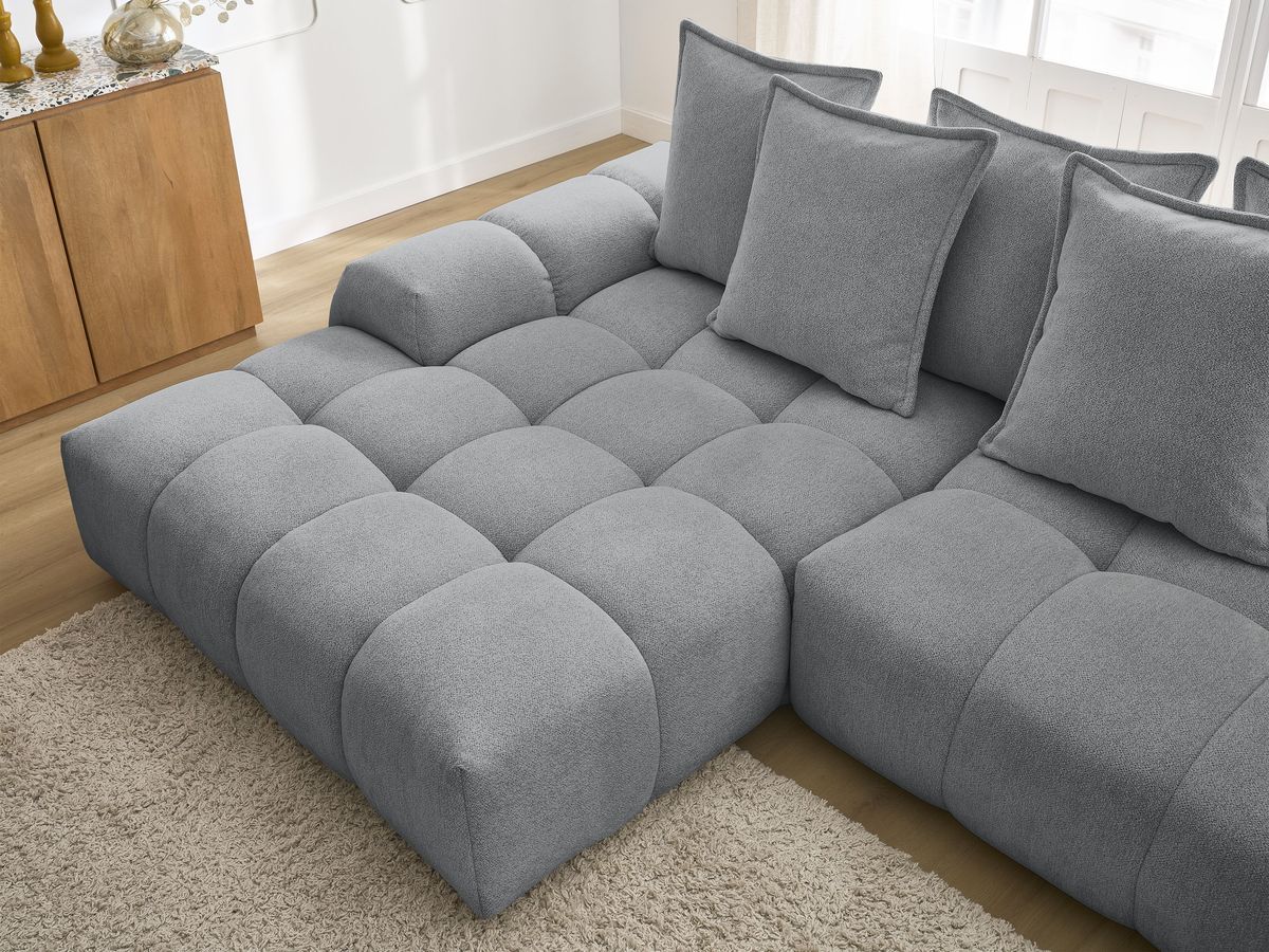 Canapé d'angle convertible coffre EVEREST tissu chiné