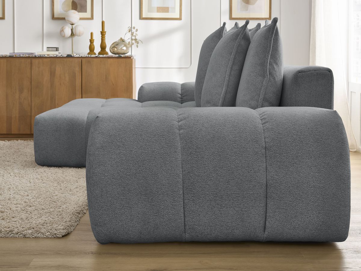 Canapé d'angle convertible coffre EVEREST tissu chiné