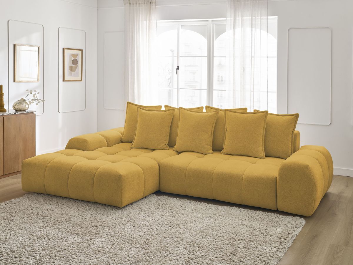 Canapé d'angle convertible coffre EVEREST tissu chiné