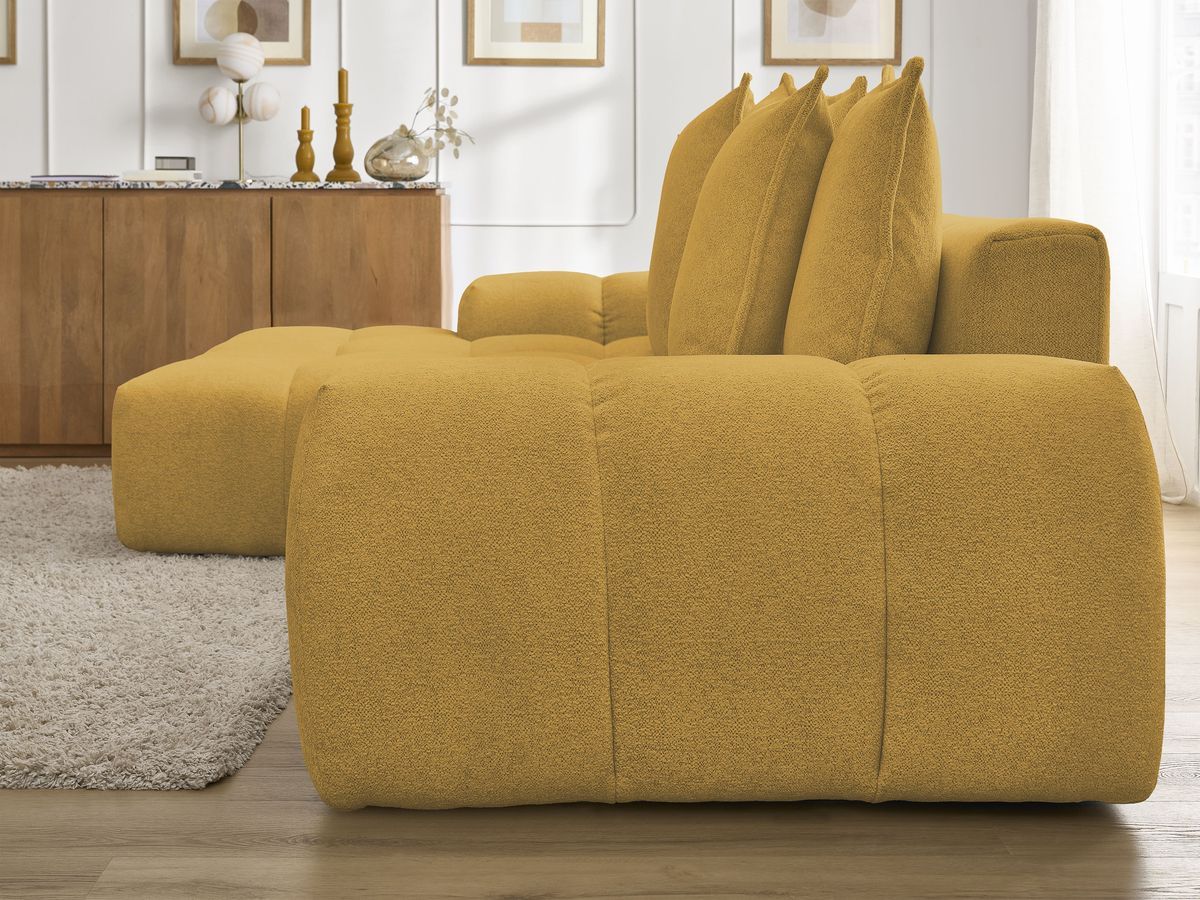 Canapé d'angle convertible coffre EVEREST tissu chiné