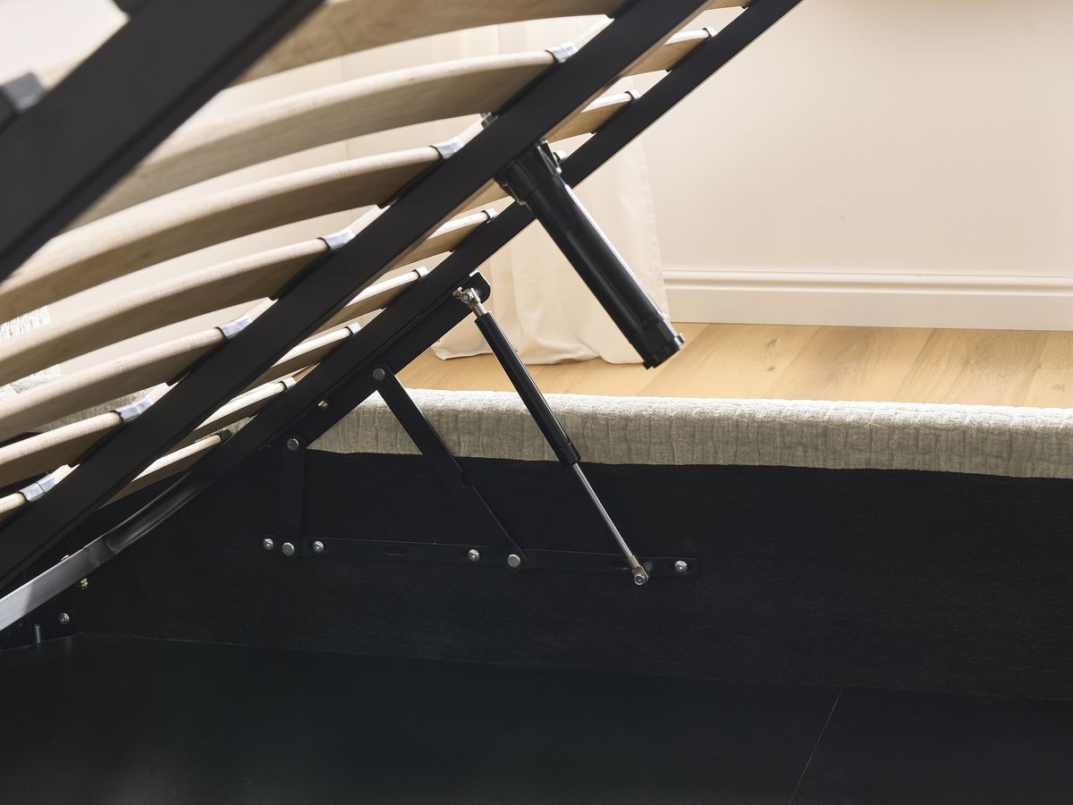 Set met MALON bed + AMALIA matras + 2 nachtkastjes in structuurstof