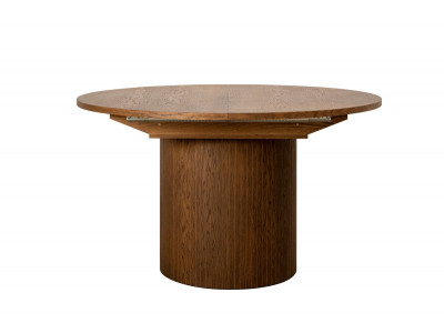 Ensemble SORMIOU avec table à manger ronde extensible 130 à 180 cm + lot de chaises BASTIDE placage chêne massif