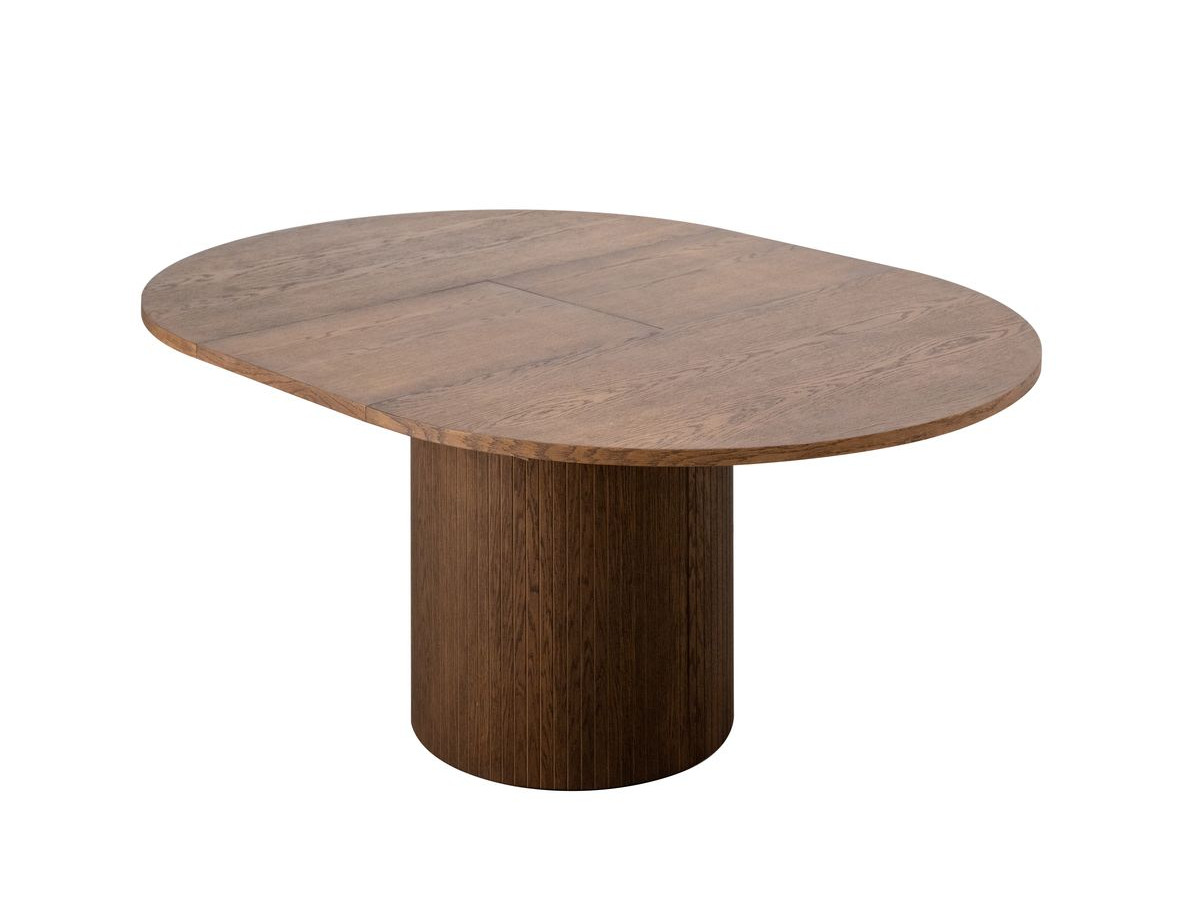 SORMIOU set met ronde eettafel uitschuifbaar van 130 tot 180 cm + 4 BASTIDE stoelen in massief eiken fineer