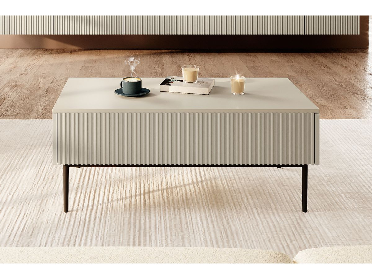 KASHA set met 200 cm tv-meubel met nis + 200 cm 4-deurs dressoir + salontafel met zwarte poten