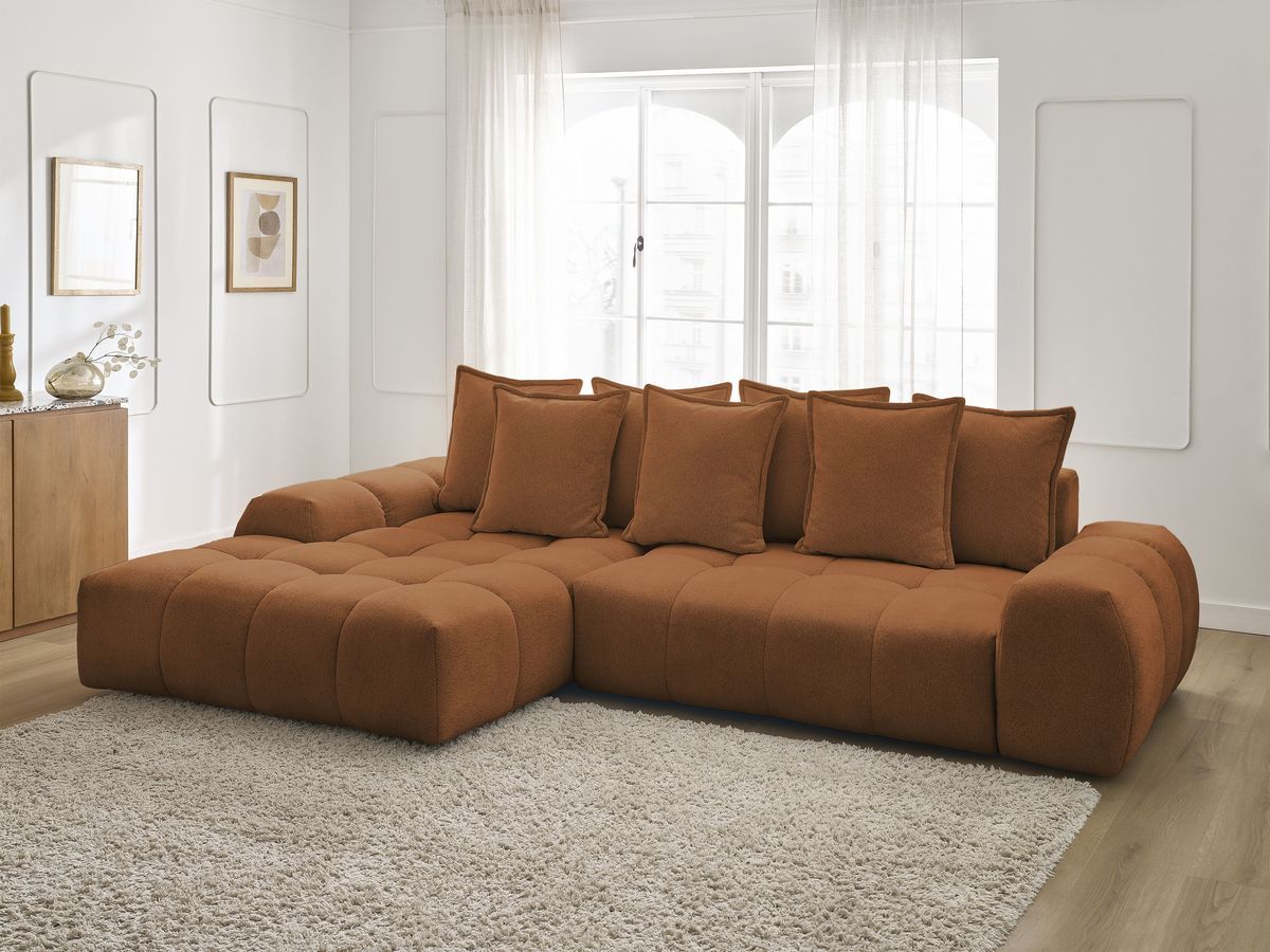 Canapé d'angle convertible coffre EVEREST tissu chiné