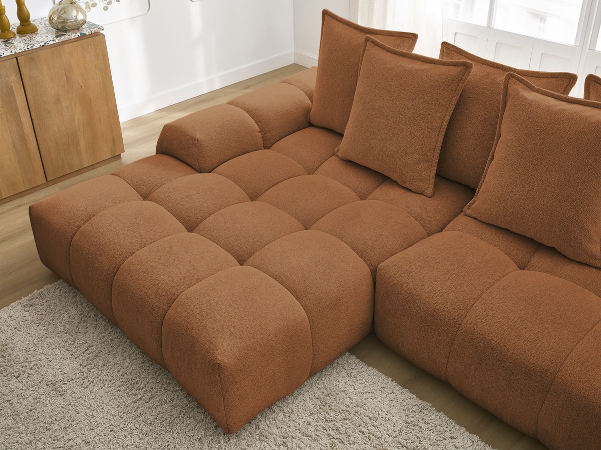 Canapé d'angle convertible coffre EVEREST tissu chiné