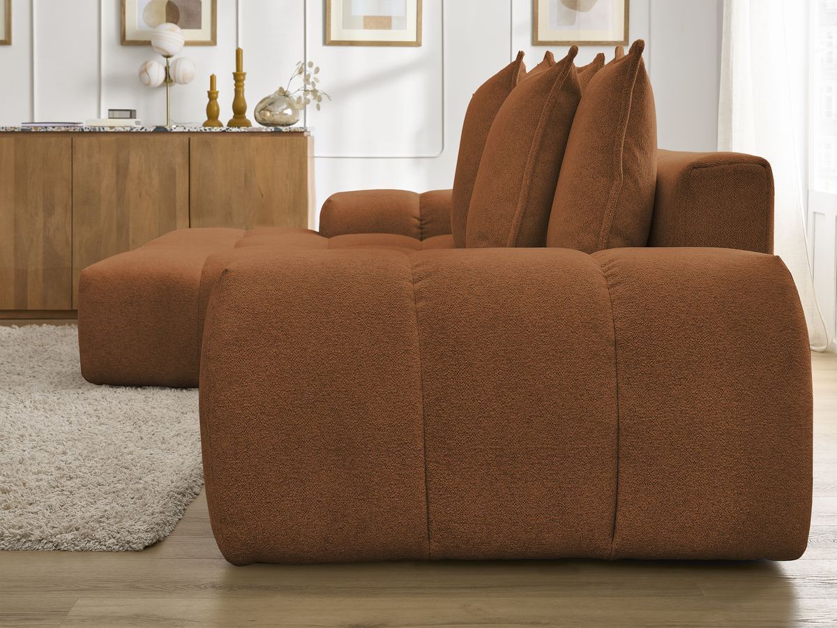 Canapé d'angle convertible coffre EVEREST tissu chiné