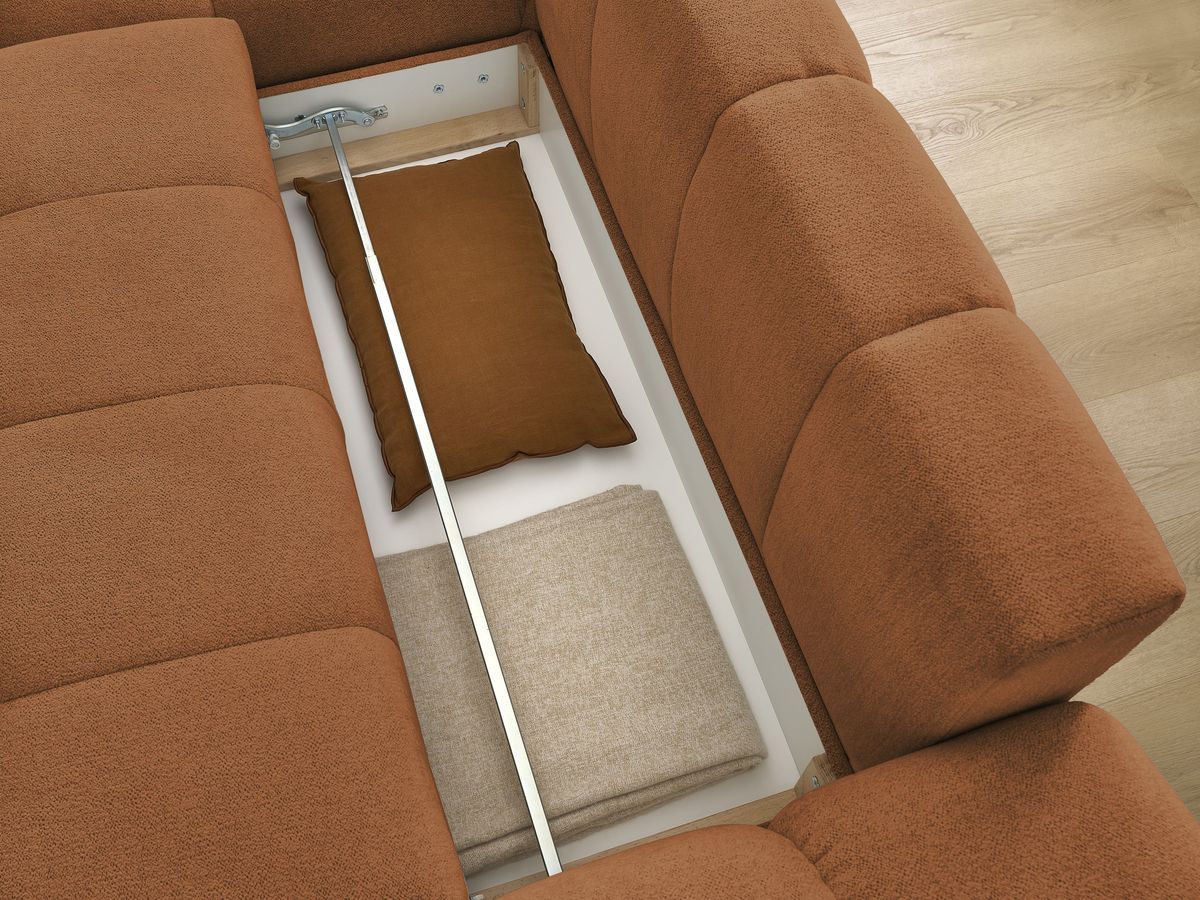 Canapé d'angle convertible coffre EVEREST tissu chiné
