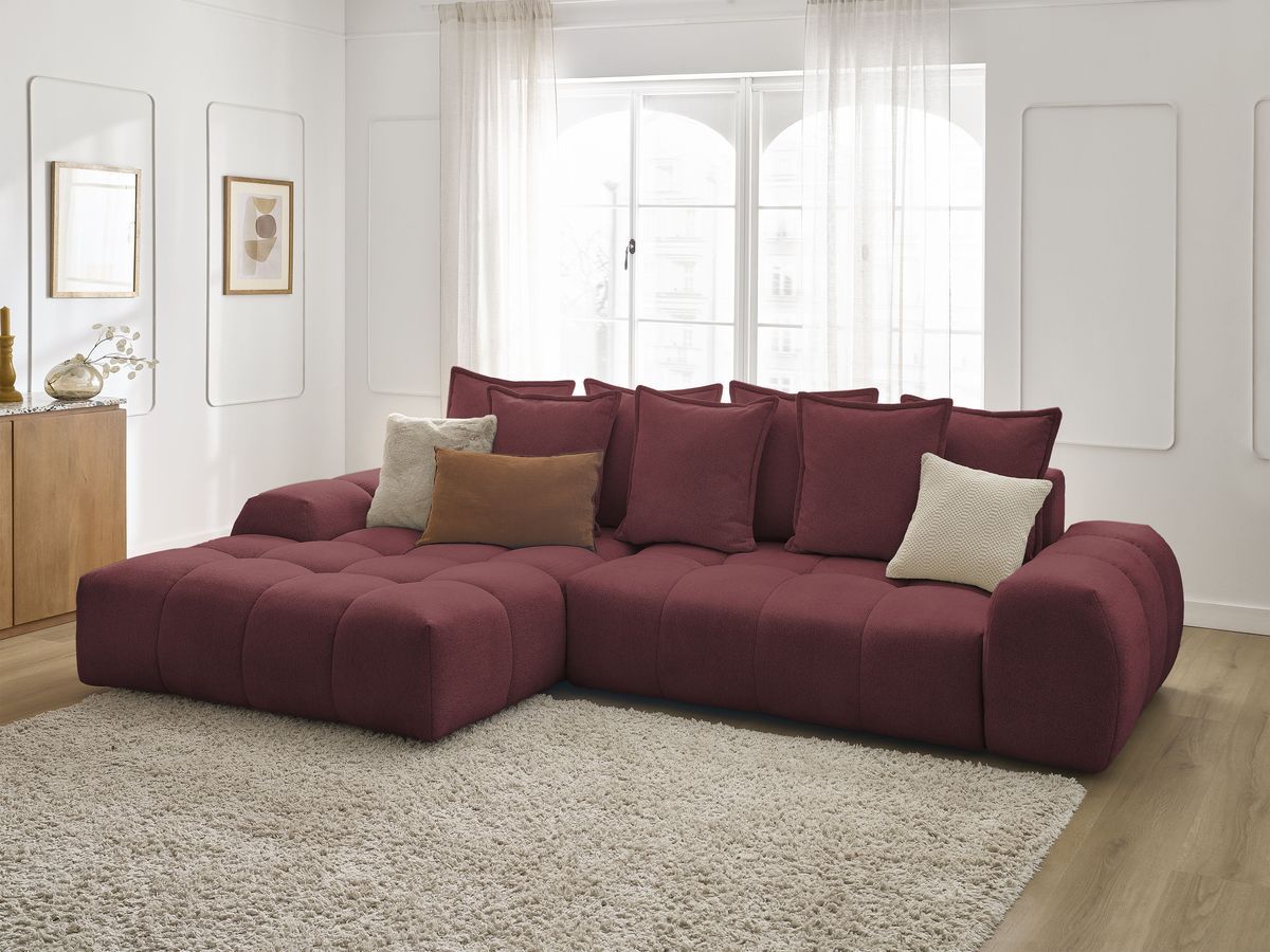 Canapé d'angle convertible coffre EVEREST tissu chiné