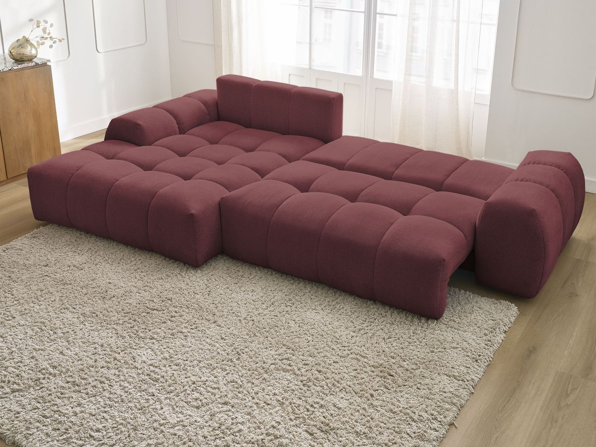Canapé d'angle convertible coffre EVEREST tissu chiné