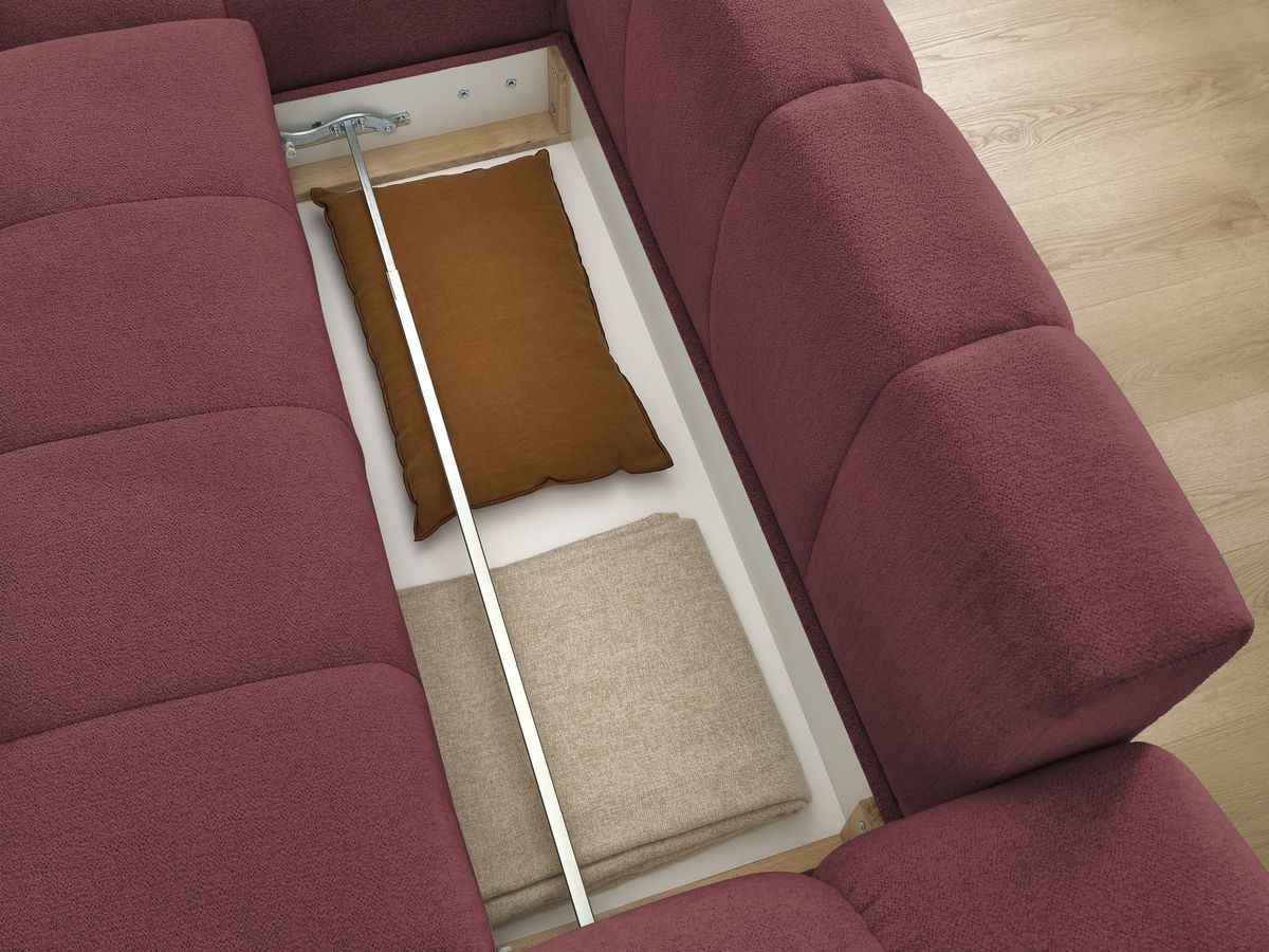Canapé d'angle convertible coffre EVEREST tissu chiné