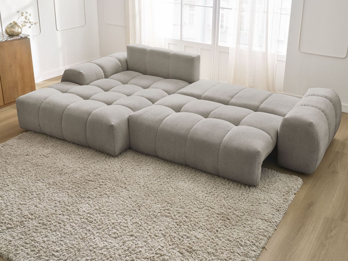 Canapé d'angle convertible coffre EVEREST tissu chiné