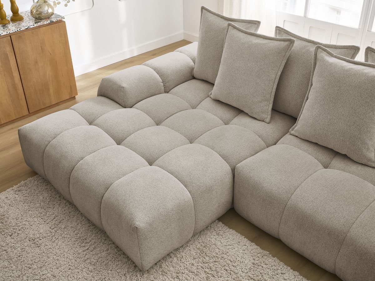 Canapé d'angle convertible coffre EVEREST tissu chiné