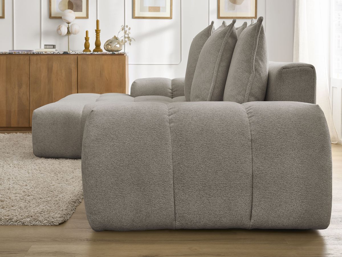 Canapé d'angle convertible coffre EVEREST tissu chiné