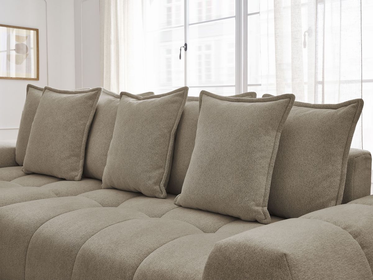 Canapé d'angle convertible coffre EVEREST tissu chiné