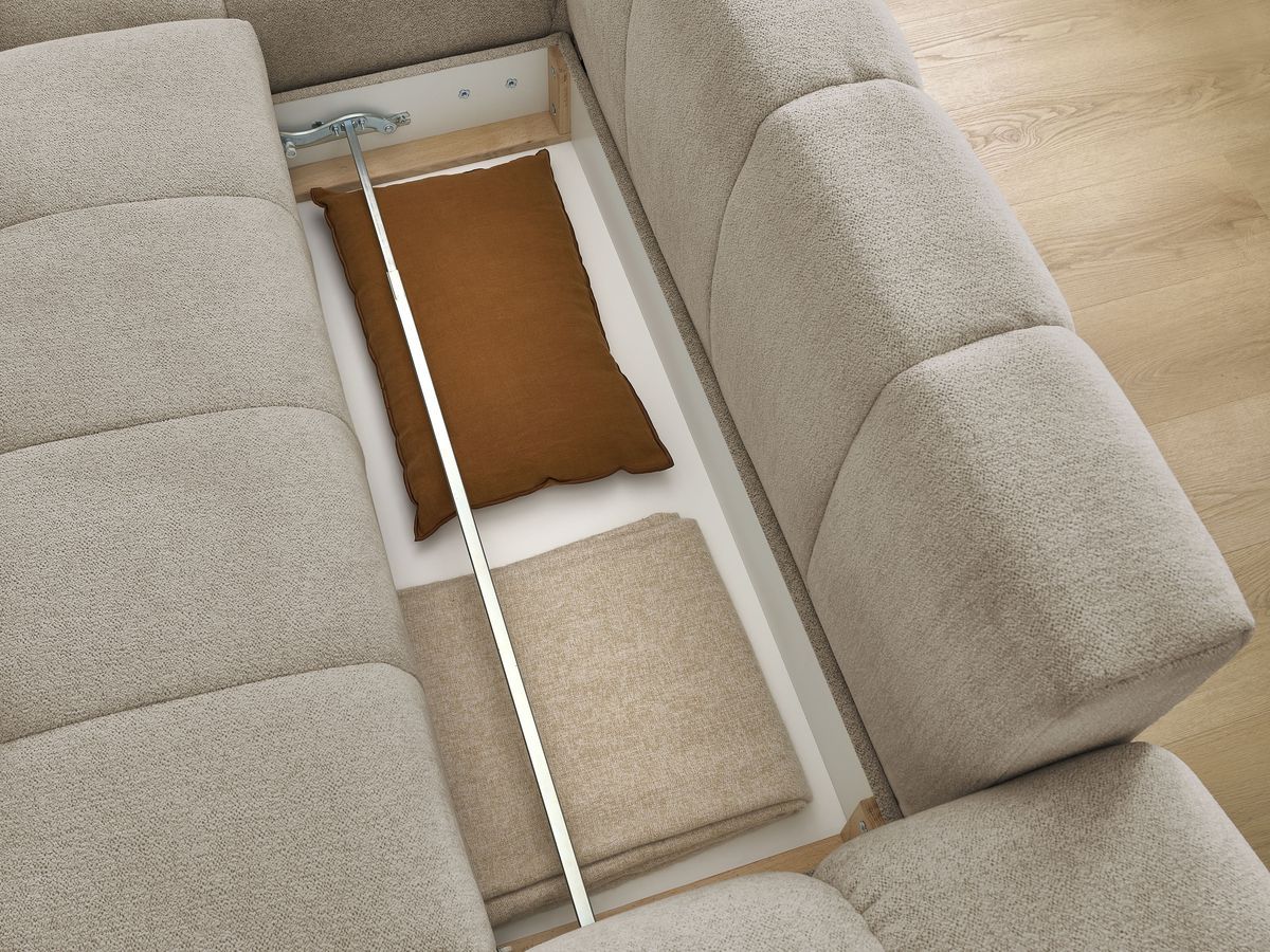 Canapé d'angle convertible coffre EVEREST tissu chiné