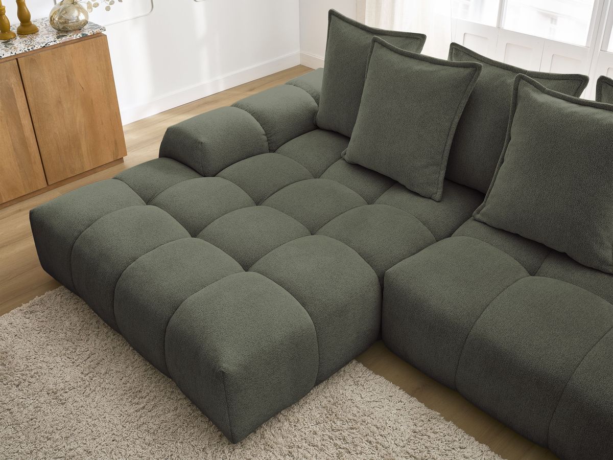 Canapé d'angle convertible coffre EVEREST tissu chiné