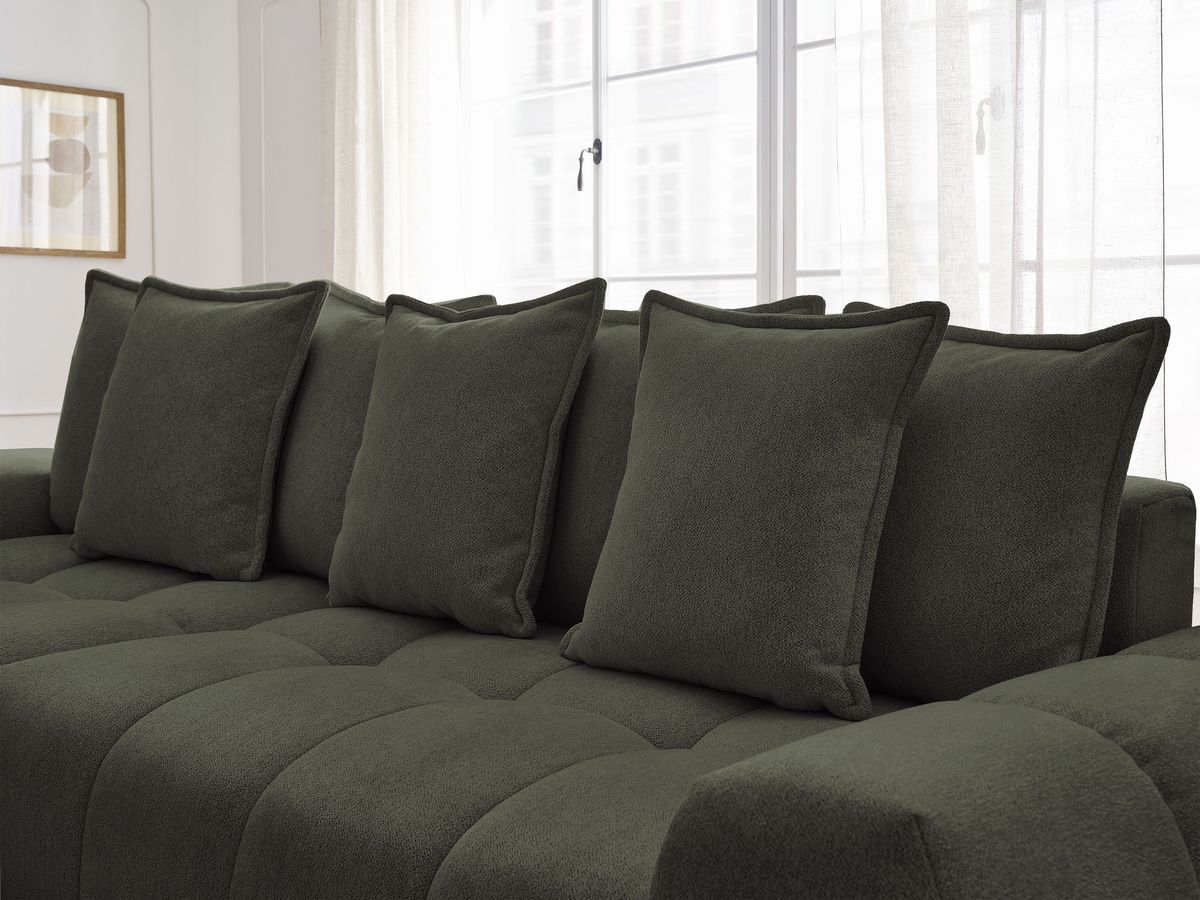 Canapé d'angle convertible coffre EVEREST tissu chiné