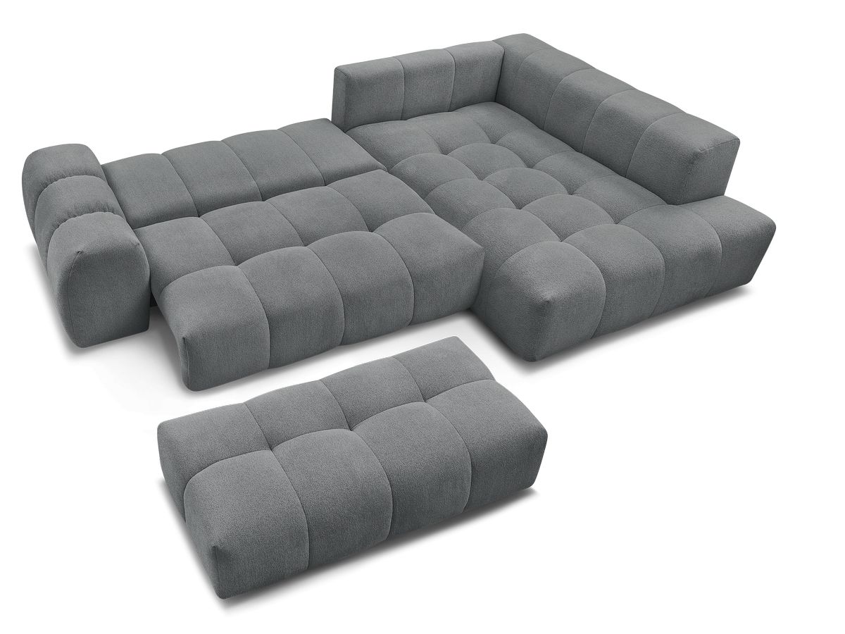 Canapé d'angle fixe EVEREST tissu chiné - Orange - Angle droit - 10 coussins
